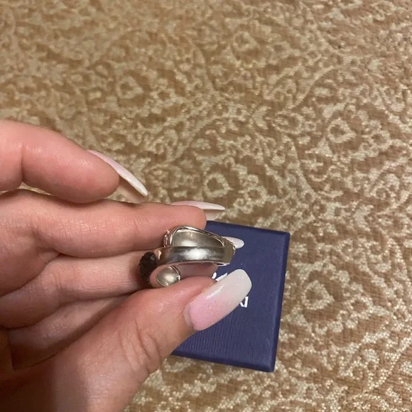 Swarovski crystal louise black and white ring in size 55 Women